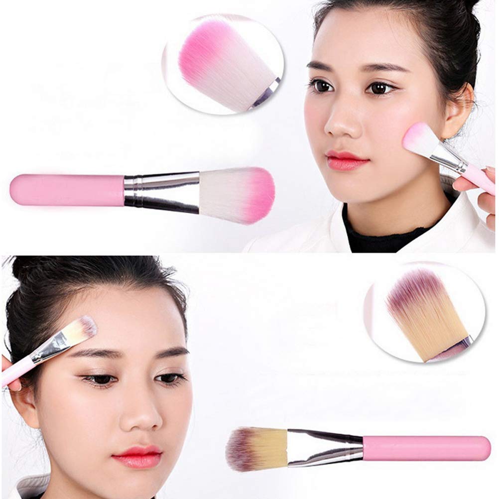 Pimoys Children Makeup Brushes, 7Pcs Makeup Brush Set Foundation Eyebrow Eyeliner Brush Cosmetic Concealer Brushes for Kids Girls, Women trave - Pink with case