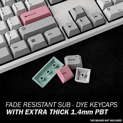 HK Gaming Custom Keycaps | Dye Sublimation PBT Keycap Set for Mechanical Keyboard | 139 Keys | Cherry Profile | ANSI US-Layout | Compatible with Cherry MX, Gateron, Kailh, Outemu | Modern Dolch Light