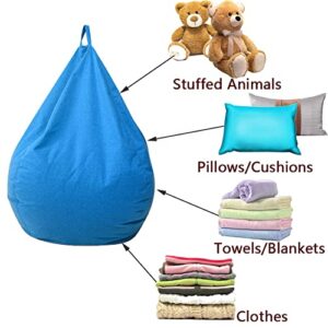 Stuffed Animal Storage Bean Bag Cover (No Filler) Extra Soft Beanbag Seat Chair Covers-Cotton Linen Memory Foam Beanbag Replacement Cover for Adults Kids Without Filling