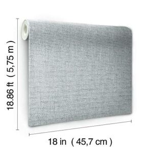 RoomMates RMK11696RL Light Gray Faux Grasscloth Weave Non-Textured Peel and Stick Wallpaper