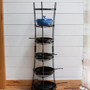 Lodge 6-Tier, Kitchen and Pantry Cast Iron Cookware Storage Organizing Tower, Steel Construction, Matte Black