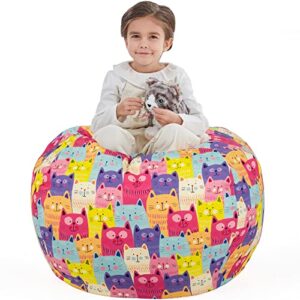 nobildonna stuffed animal storage bean bag chair cover only for kids girls toddler, large beanbag chair without filling for organizing children soft plush toys