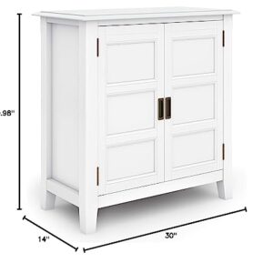 SIMPLIHOME Burlington SOLID WOOD 30 inch Wide Transitional Low Storage Cabinet in White for the Living Room, Entryway and Family Room