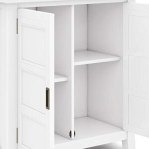 SIMPLIHOME Burlington SOLID WOOD 30 inch Wide Transitional Low Storage Cabinet in White for the Living Room, Entryway and Family Room