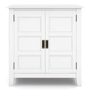 SIMPLIHOME Burlington SOLID WOOD 30 inch Wide Transitional Low Storage Cabinet in White for the Living Room, Entryway and Family Room