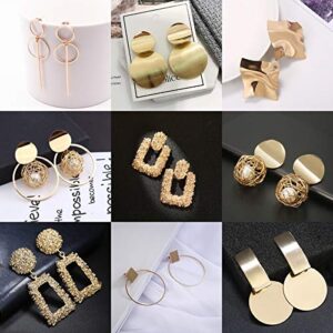 13 Pairs Statement Drop Dangle Earrings, Gold Stud Earrings for Women & Fashion Big Geometric Earrings for Girls, Hanging Earring Set Jewelry Gifts