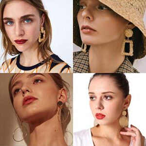 13 Pairs Statement Drop Dangle Earrings, Gold Stud Earrings for Women & Fashion Big Geometric Earrings for Girls, Hanging Earring Set Jewelry Gifts