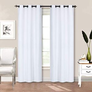 home collection 2 panels 100% blackout curtain set solid color with rod pocket grommet drapes for kitchen, dinning room, bathroom, bedroom,living room window new (74” wide x 83” long, white)