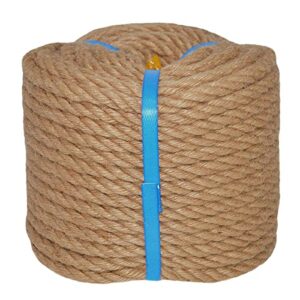 natural jute rope hemp rope (3/8 in x 100 ft) strong jute twine for crafts cat scratch post hammock decorating