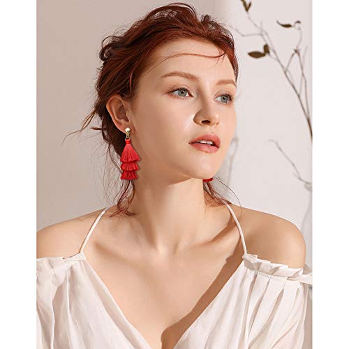 47 Pairs Fashion Earrings for Women Girls, Boho Statement Tassel Rattan Leather Earrings Butterfly Acrylic Hoop Stud Drop Dangle Earrings Set, Hypoallergenic for Sensitive Ears