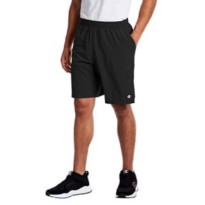 champion mens shorts, light gym shorts, athletic shorts, 9" inseam shorts, black-586551, large us
