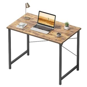 cubicubi computer desk, 32 inch small home office desk for small spaces, modern simple style for home, office, study, writing, brown
