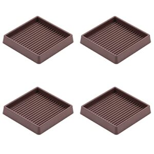 vocomo 3x3 rubber caster cups, non slip furniture pads, anti-slip gripper, anti skid furniture feet, anti slide floor protector for bed couch stoppers (brown, 4 pack)