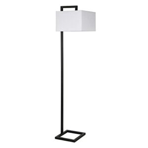 grayson 68" tall floor lamp with fabric shade in blackened bronze/white
