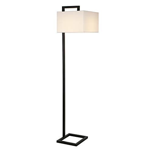 Grayson 68" Tall Floor Lamp with Fabric Shade in Blackened Bronze/White