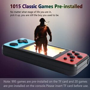 Great Boy Handheld Game Console for Kids Adults, Built-in 1015 Retro Video Games and Support TF Card Download Save Progress Rechargeable 3.0 Inches HD Screen Birthday Xmas Gift (Transparent Black)