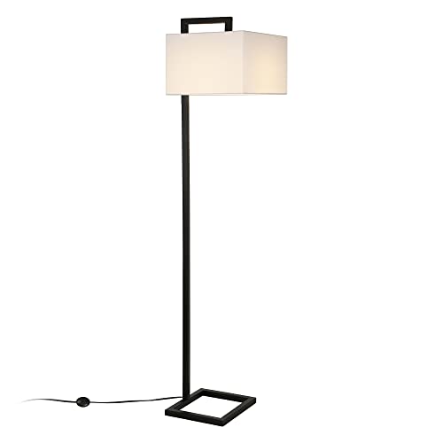 Grayson 68" Tall Floor Lamp with Fabric Shade in Blackened Bronze/White