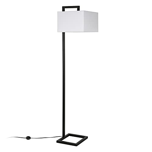 Grayson 68" Tall Floor Lamp with Fabric Shade in Blackened Bronze/White