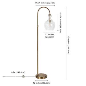 Henn&Hart Arc Floor Lamp with Glass Shade in Brass/Seeded, Floor Lamp for Home Office, Bedroom, Living Room