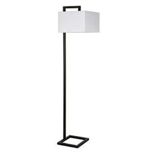 Grayson 68" Tall Floor Lamp with Fabric Shade in Blackened Bronze/White