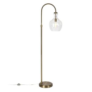 Henn&Hart Arc Floor Lamp with Glass Shade in Brass/Seeded, Floor Lamp for Home Office, Bedroom, Living Room