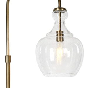 Henn&Hart Arc Floor Lamp with Glass Shade in Brass/Seeded, Floor Lamp for Home Office, Bedroom, Living Room