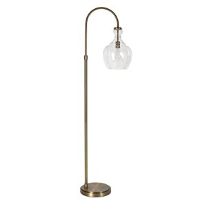 Henn&Hart Arc Floor Lamp with Glass Shade in Brass/Seeded, Floor Lamp for Home Office, Bedroom, Living Room