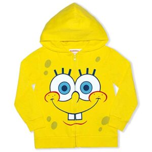 nickelodeon spongebob squarepants boys’ zip up hoodie for little kids - yellow