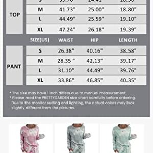 PRETTYGARDEN Women's Tie Dye Two Piece Tracksuit Set Long Sleeve Sweatshirt with Long Pants (Pink,Small)