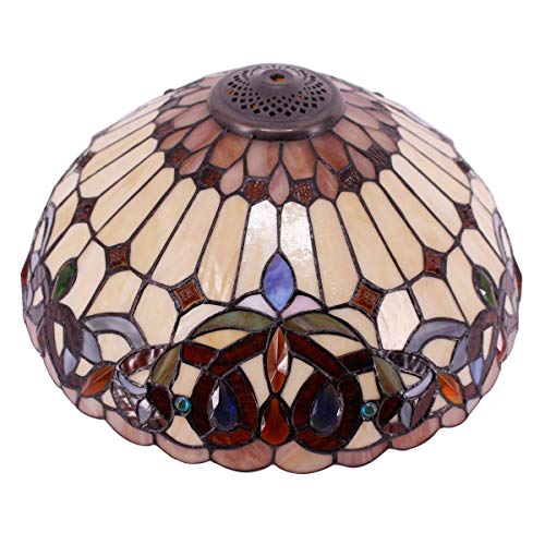 WERFACTORY Tiffany Lamp Shade Replacement 16X8 Inch Serenity Victorian Stained Glass Lampshade Only with Cap fit for Table lamp Pendant Light Ceiling Fixture (Part Not Included) S021 Series