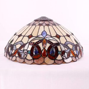 WERFACTORY Tiffany Lamp Shade Replacement 16X8 Inch Serenity Victorian Stained Glass Lampshade Only with Cap fit for Table lamp Pendant Light Ceiling Fixture (Part Not Included) S021 Series