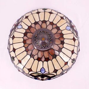 WERFACTORY Tiffany Lamp Shade Replacement 16X8 Inch Serenity Victorian Stained Glass Lampshade Only with Cap fit for Table lamp Pendant Light Ceiling Fixture (Part Not Included) S021 Series