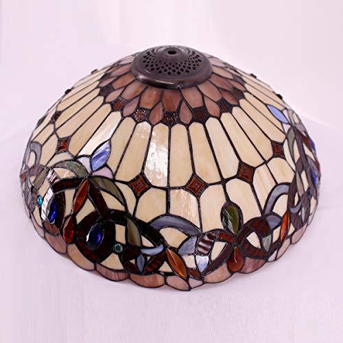 WERFACTORY Tiffany Lamp Shade Replacement 16X8 Inch Serenity Victorian Stained Glass Lampshade Only with Cap fit for Table lamp Pendant Light Ceiling Fixture (Part Not Included) S021 Series