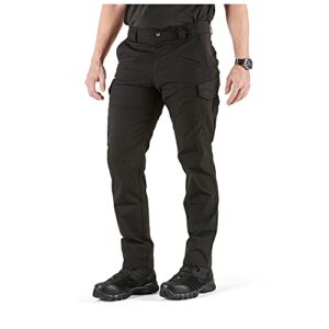 5.11 tactical men's icon cargo pant, flax-tac stretch, guessted, teflon finish, style 74521, black, 36x32