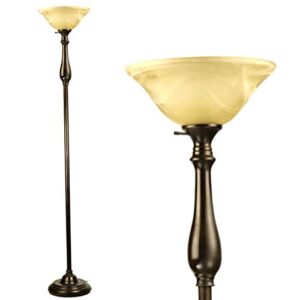 royal floor lamp with bronze finish and amber alabaster glass shade -looking for floor lamp for bedroom, standing lamp or floor lamps for living room this is a great choice ( bronze floor lamp )