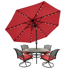 mastercanopy patio umbrella with 32 solar led lights -8 ribs (7.5ft,red)