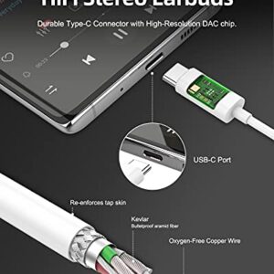 USB C Earphones, iFory HiFi Stereo Type C Earbuds Stereo in-Ear Earbud USB C Headphones with Mic and Volume Control Compatible with Google Pixel 3/2/XL, Sony XZ2, iPad Pro White