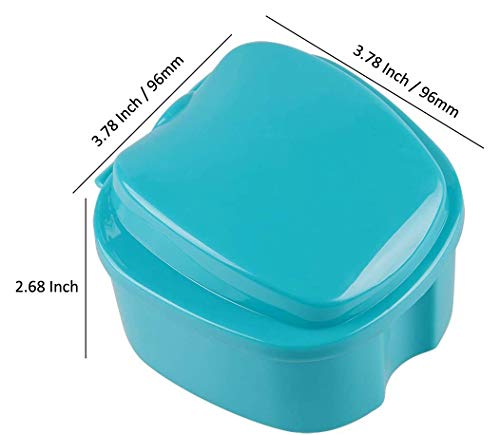 KISEER Denture Bath Case Cup Box Holder Storage Soak Container with Strainer Basket for Travel Cleaning (Light Blue)