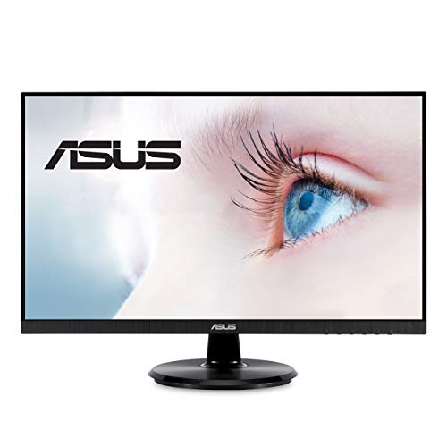 ASUS VA24DQ 23.8” Monitor, 1080P Full HD, 75Hz, IPS, Adaptive-Sync/FreeSync, Eye Care, HDMI DisplayPort VGA, Frameless, VESA Wall Mountable ,BLACK