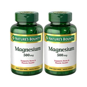 nature's bounty magnesium by nature's bounty, 500mg magnesium for bone & muscle health, twin pack 400 tablets, 400 count