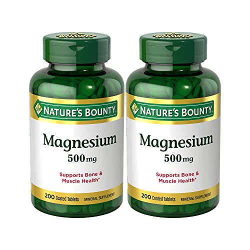 Nature's Bounty Magnesium By Nature's Bounty, 500mg Magnesium for Bone & Muscle Health, Twin Pack 400 Tablets, 400 Count