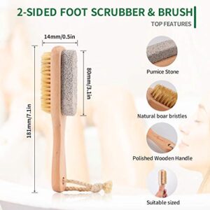 LAYUKI Body Brush for Dry or Wet Brushing and 2-Sided Foot File Scrubber Set, Body Scrubber for Bath or Shower, Exfoliating Skin, Cellulite Treatment, Foot File Scrubber with Pumice Stone