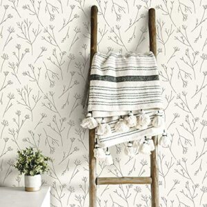 roommates rmk11678wp brown and white twigs peel and stick wallpaper,brown & white, roll
