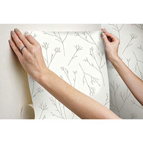 RoomMates RMK11678WP Brown and White Twigs Peel and Stick Wallpaper,Brown & White, Roll