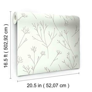 RoomMates RMK11678WP Brown and White Twigs Peel and Stick Wallpaper,Brown & White, Roll