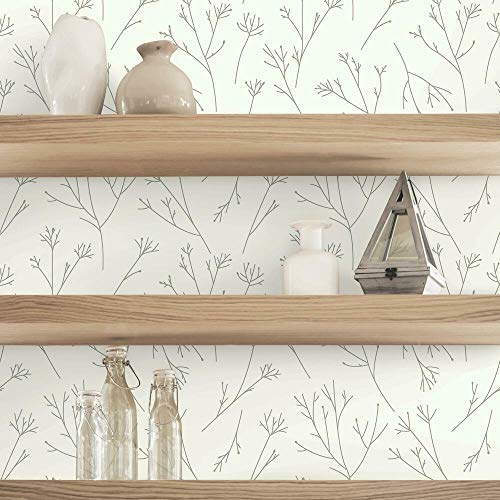 RoomMates RMK11678WP Brown and White Twigs Peel and Stick Wallpaper,Brown & White, Roll