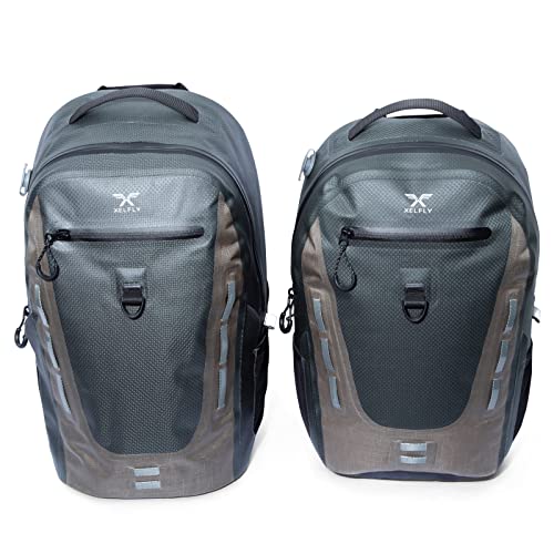 Xelfly Submersipack Waterproof Backpack - Submersible, Inflatable, Floating TPU Coated Durable Nylon Dry Bag with Airtight Zipper for Kayak, Fishing, Boating, Hiking, Paddle Board (Gray Stone, 25L)