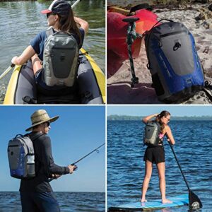 Xelfly Submersipack Waterproof Backpack - Submersible, Inflatable, Floating TPU Coated Durable Nylon Dry Bag with Airtight Zipper for Kayak, Fishing, Boating, Hiking, Paddle Board (Gray Stone, 25L)