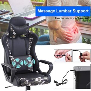 PC Gaming Chair Ergonomic Office Chair Massage Desk Chair with Lumbar Support Arms Headrest High Back PU Leather Racing Chair Rolling Swivel Executive Adjustable Computer Chair for Women Adults(Camo)