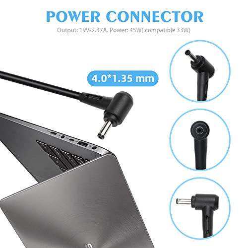 Laptop Power Supply Cord for Asus 45W Notebook Charger Asus UX330 UX330U UX360 UX360C UX305 UX305C X540 X541 F553 F553M F556 F556U F302 K556 K556U Vivobook 15 ZenBook Taichi 21 31 AC Adapter 45W/33W